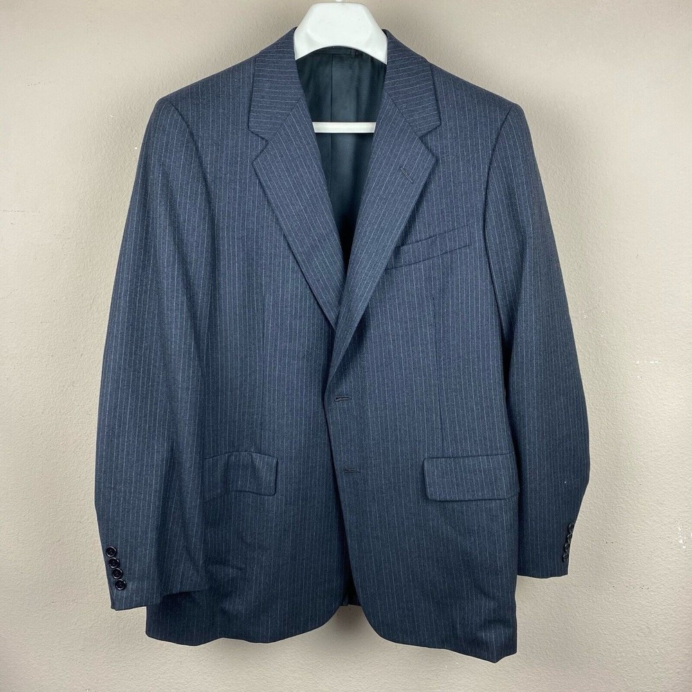 Hickey Freeman Men's Grey Pencil White Wool Suit 42R
